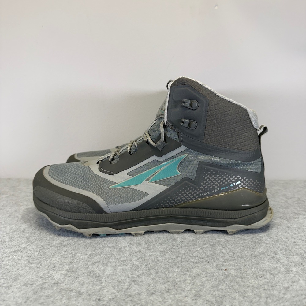 Altra Lone Peak Womens Boots Size  11.5 Gray Teal Blue Hiking Boots AL0A4VRA231